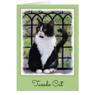 Tuxedo Cat in Window Painting Original Animal Art