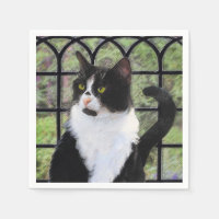 Tuxedo Cat in Window Painting Original Animal Art