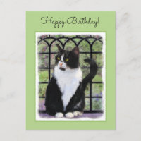 Tuxedo Cat in Window Painting Original Animal Art