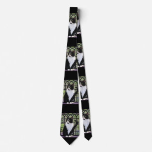 Tuxedo Cat in Window Painting Original Animal Art Tie
