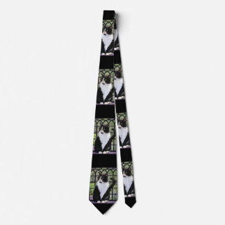 Tuxedo Cat in Window Painting Original Animal Art Tie