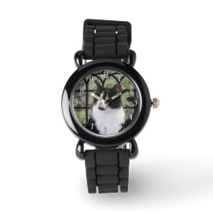 Tuxedo Cat in Window Painting Original Animal Art Watch