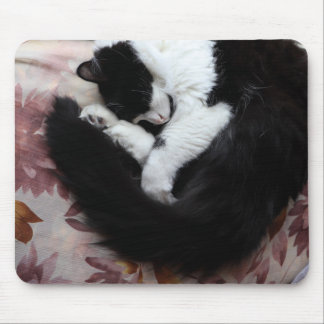 Tuxedo Cat Kitty Cats Black and White Caturday Mouse Mat