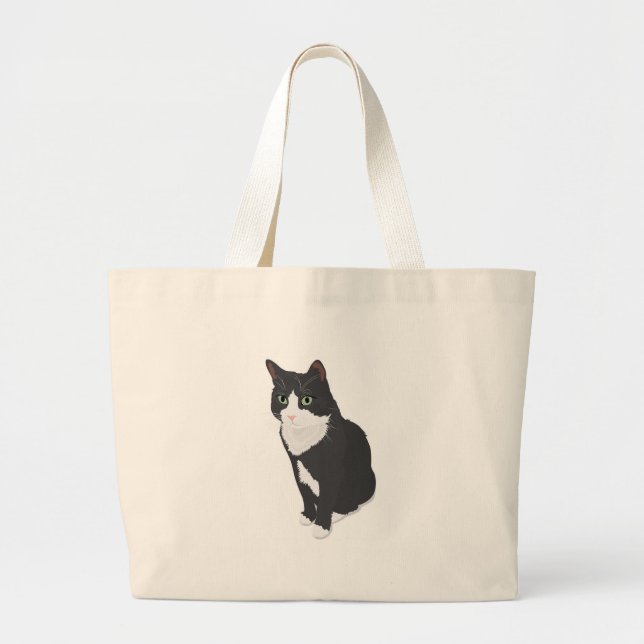 Tuxedo Cat Large Tote Bag (Front)