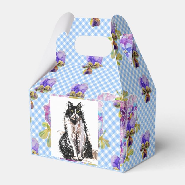 Tuxedo Cat Love You Black and White Cats Cake Favo Favour Box (Front Side)