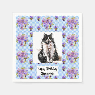 Tuxedo Cat Love You Black and White Cats Girls Napkin