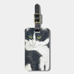 Tuxedo cat luggage tag