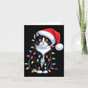 Tuxedo Cat Meow Santa Tuxie Christmas Tree Card