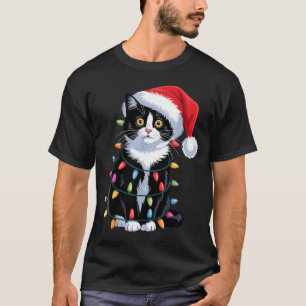 Tuxedo Cat Meow Santa Tuxie Christmas Tree  T-Shirt