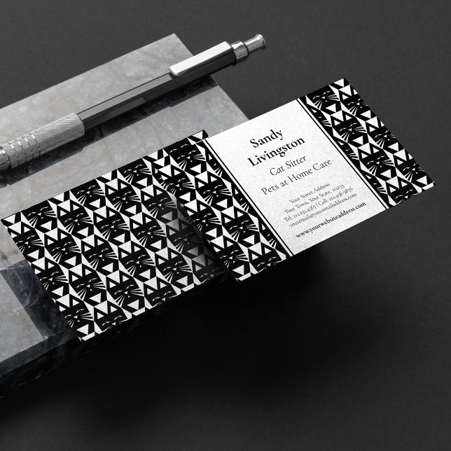 Tuxedo Cat Modern Geometric  Business Card (Creator Uploaded)