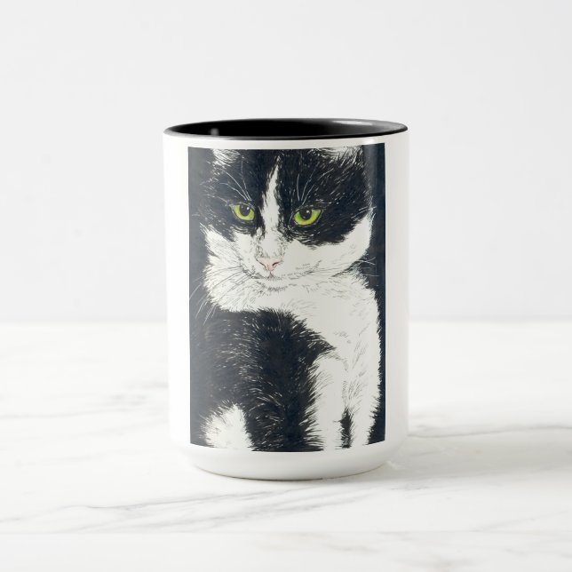 Tuxedo cat mug (Center)