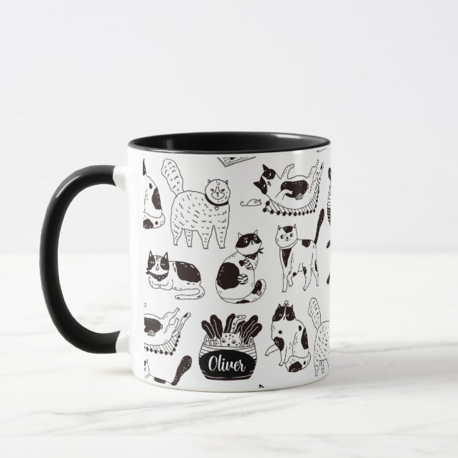 Tuxedo Cat Mug Cup (Left)