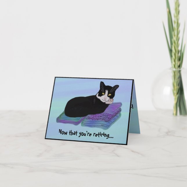 Tuxedo Cat Nap Retirement Cards (Front)