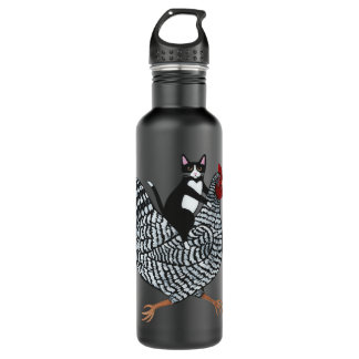 Tuxedo Cat on a Chicken  710 Ml Water Bottle