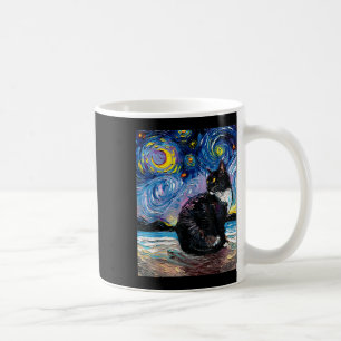 Tuxedo Cat On Beach Starry Night Impressionist Art Coffee Mug