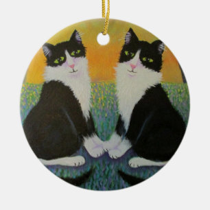 Tuxedo cat ornament