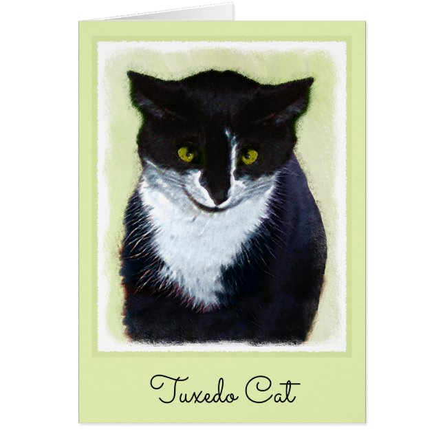 Tuxedo Cat Painting - Cute Original Cat Art (Front)