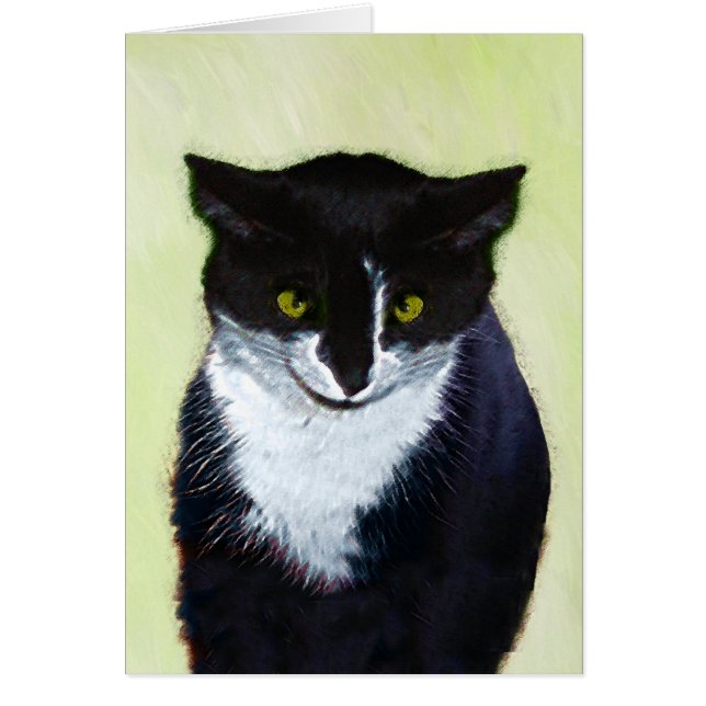 Tuxedo Cat Painting - Cute Original Cat Art (Front)