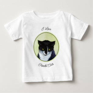 Tuxedo Cat Painting - Cute Original Cat Art Baby T-Shirt