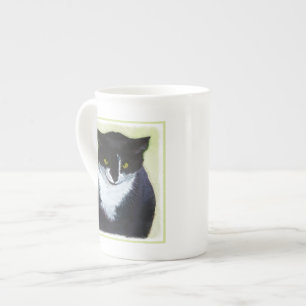 Tuxedo Cat Painting - Cute Original Cat Art Bone China Mug