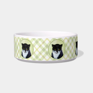 Tuxedo Cat Painting - Cute Original Cat Art Bowl