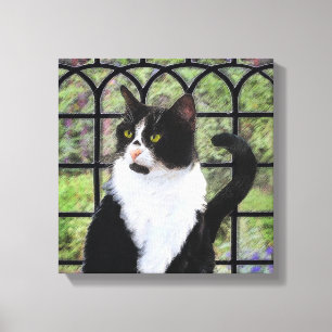 Tuxedo Cat Painting - Cute Original Cat Art Canvas Print