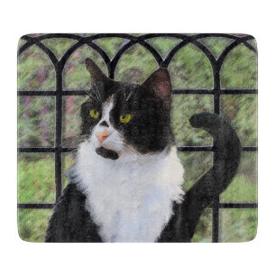 Tuxedo Cat Painting - Cute Original Cat Art Cutting Board