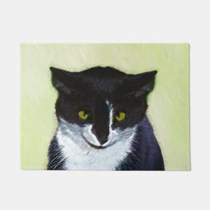 Tuxedo Cat Painting - Cute Original Cat Art Doormat