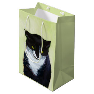 Tuxedo Cat Painting - Cute Original Cat Art Medium Gift Bag