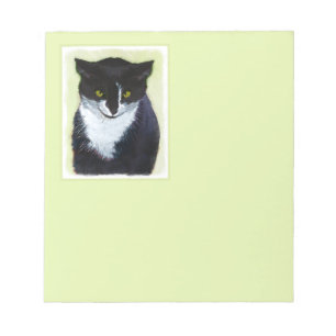 Tuxedo Cat Painting - Cute Original Cat Art Notepad