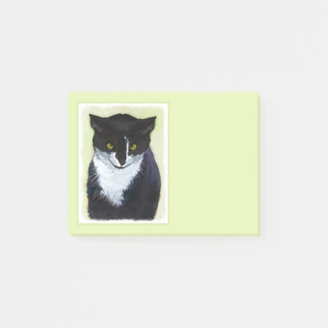 Tuxedo Cat Painting - Cute Original Cat Art Post-it Notes (Front)