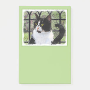 Tuxedo Cat Painting - Cute Original Cat Art Post-it Notes
