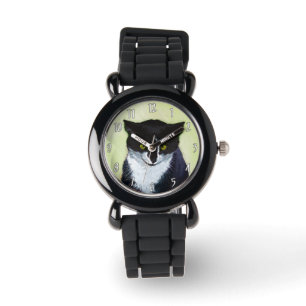 Tuxedo Cat Painting - Cute Original Cat Art Watch