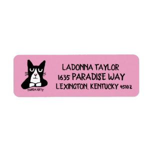 TUXEDO CAT PANDA KITTY ART  RETURN ADDRESS LABELS