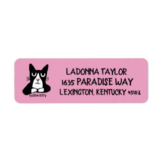 TUXEDO CAT PANDA KITTY ART RETURN ADDRESS LABELS