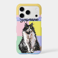 Tuxedo Cat Pastel Colors Pink Girls Name