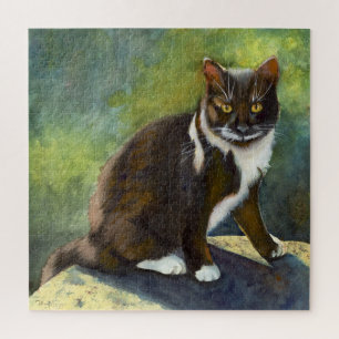 Tuxedo Cat - Poised for Mischief Jigsaw Puzzle