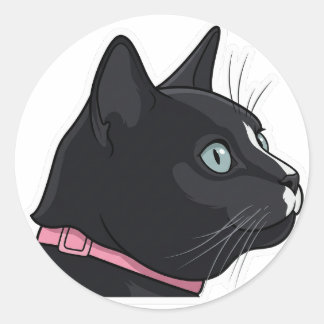 Tuxedo Cat Portrait Classic Round Sticker