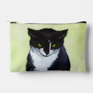 Tuxedo Cat Portrait Painting Cute Original Art Accessory Pouch