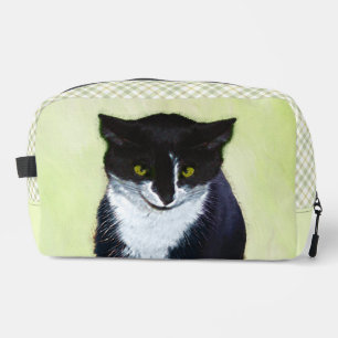 Tuxedo Cat Portrait Painting Cute Original Art Dopp Kit