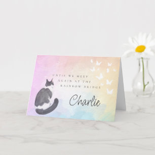 Tuxedo Cat Rainbow Bridge Pet Loss Memorial Card