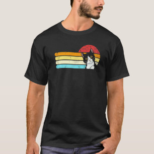 Tuxedo Cat Retro Sunset Vintage Cat Lady Tuxedo Ca T-Shirt