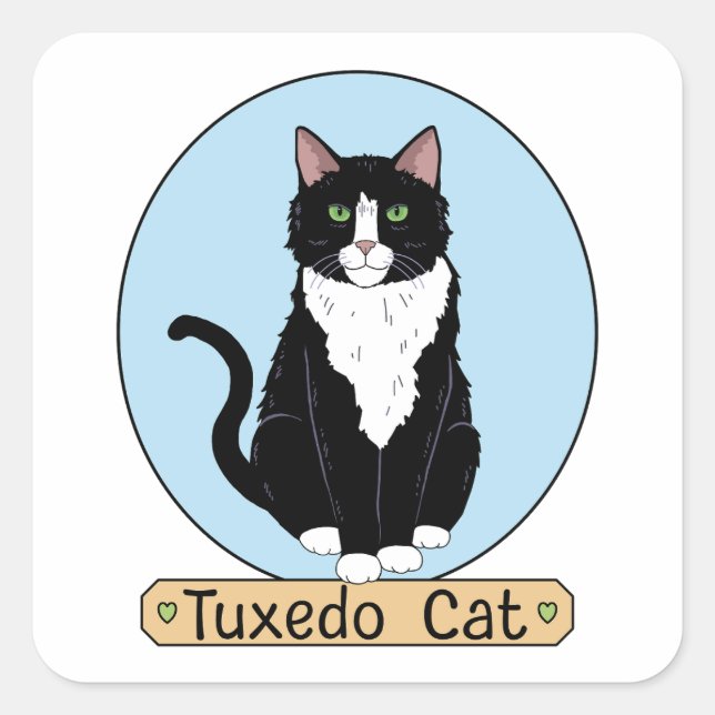 Tuxedo Cat Square Sticker (Front)