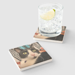 Tuxedo Cat Stone Coaster