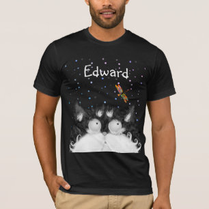 Tuxedo Cat Surprised by Dragonfly (Dark) T-Shirt
