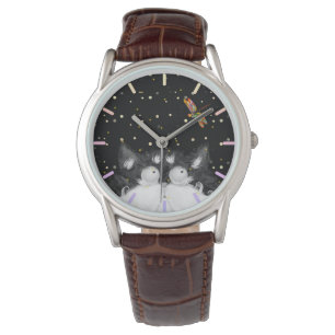 Tuxedo Cat Surprised by Dragonfly Watch