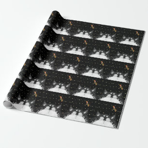 Tuxedo Cat Surprised by Dragonfly Wrapping Paper