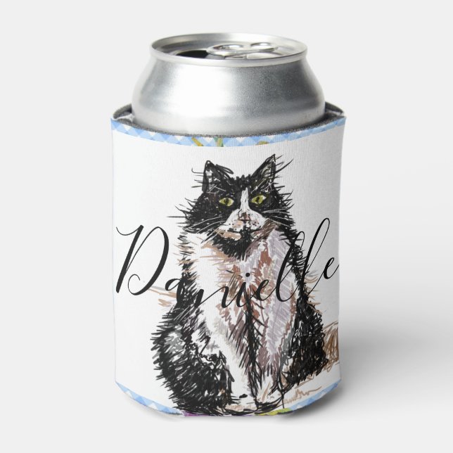 Tuxedo Cat Thank You Black and White Cats Can Cooler (Can Front)