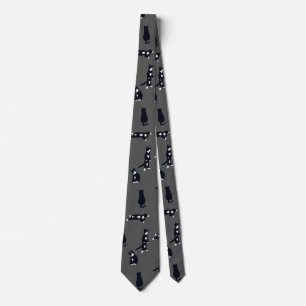 Tuxedo Cat Tie – Cute Black & White Cat Pattern on