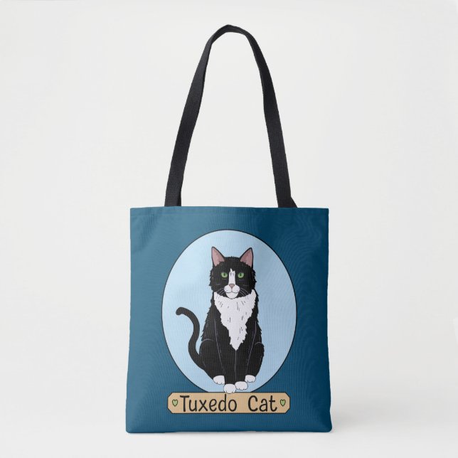 Tuxedo Cat Tote Bag (Front)